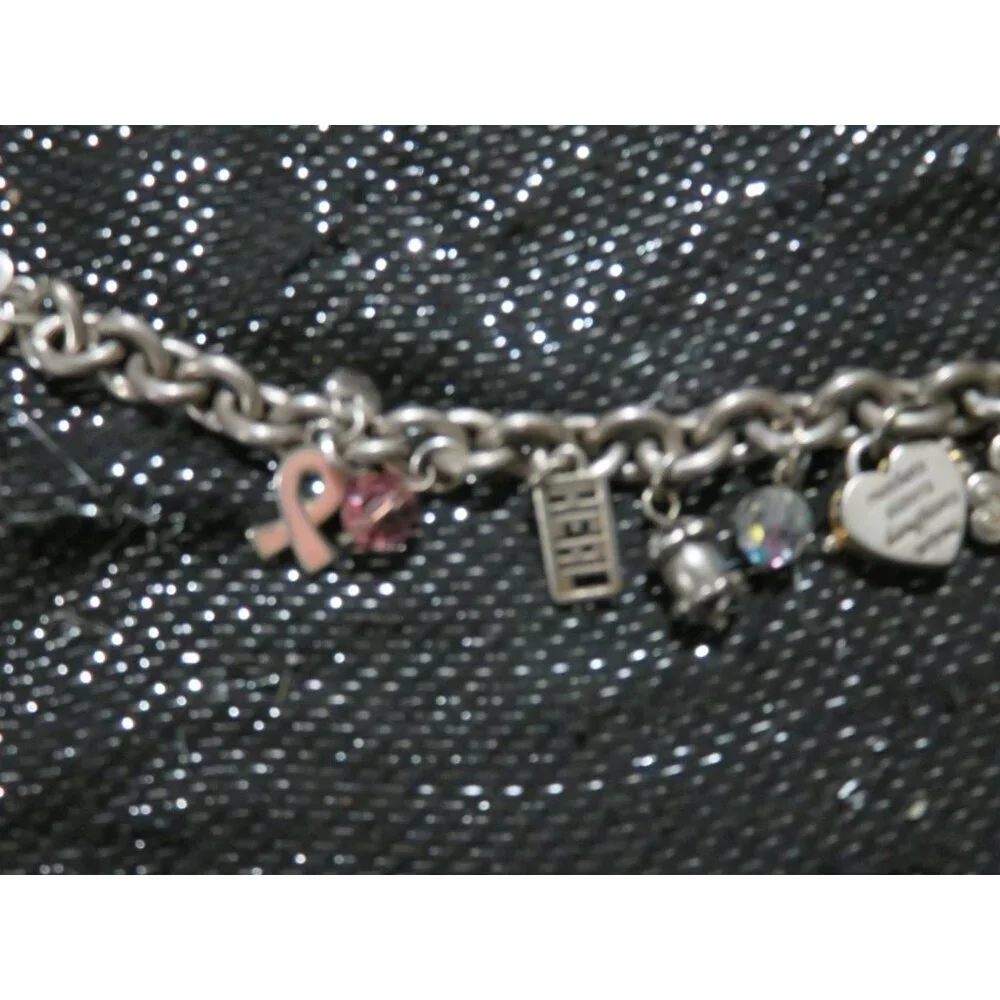Brighton Signed Charm Bracelet Power of Pink  Breast Cancer Awareness 8 inch